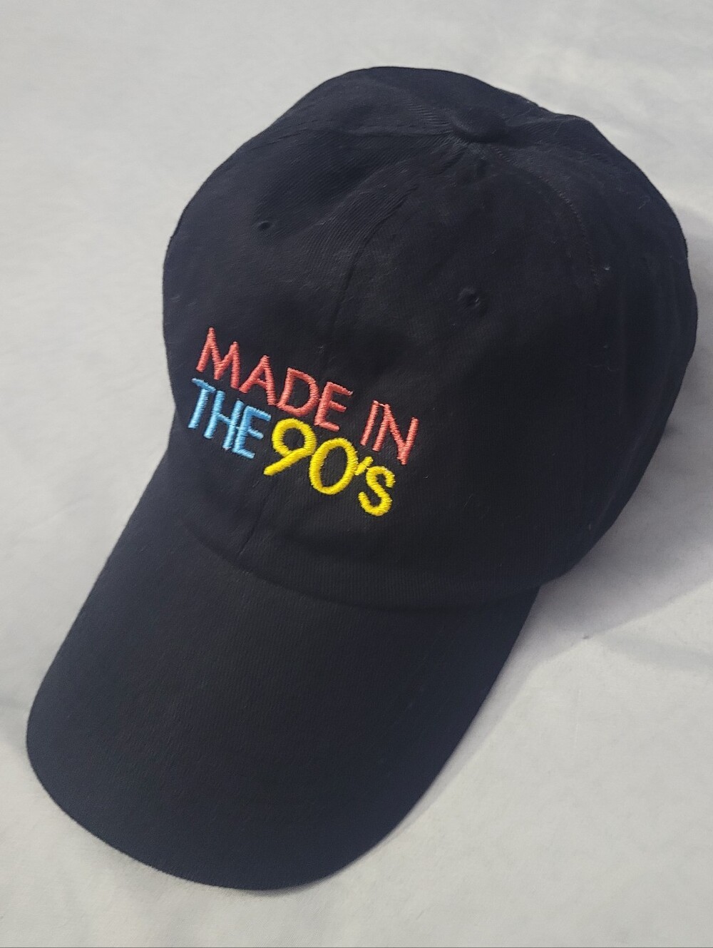 'Made In The 90's' Embroidered Cap with Multicolor Lettering